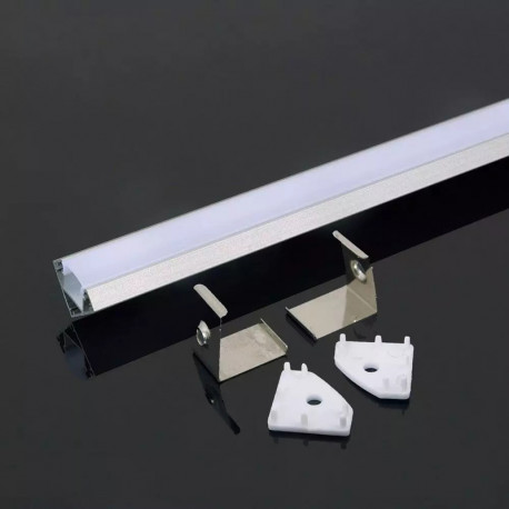 profil ALU 3356 k LED mliečny kryt+koncovky ROHOVÝ